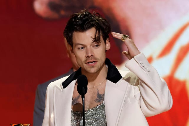 <p>Styles, 29, accepted the award for Album of the Year, beating frontrunners Adele and  Beyoncé </p>