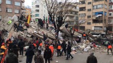 Turkey earthquake – live: Rescuers dig through snow and rubble in desperate search as death toll crosses 1,200