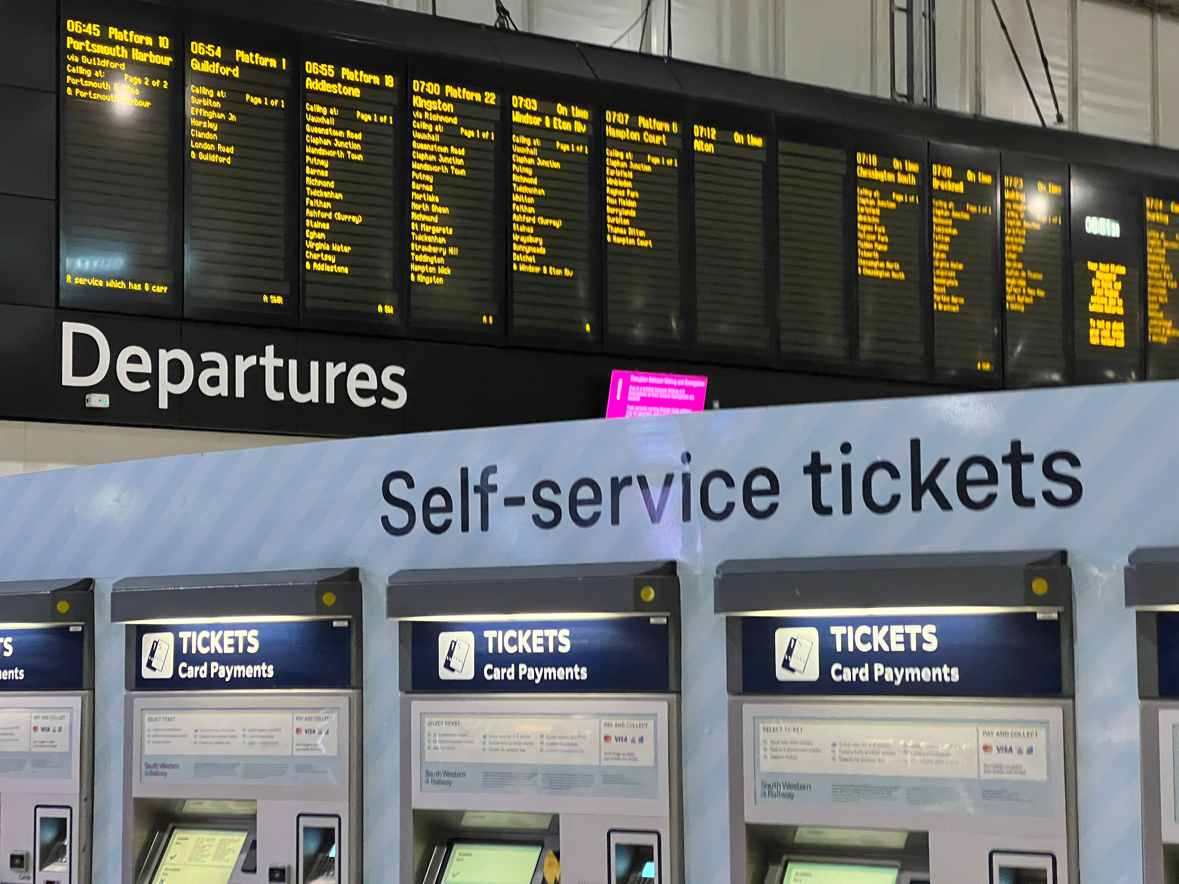 Simple minds: Ticket machines at London Waterloo, the busiest station in the UK