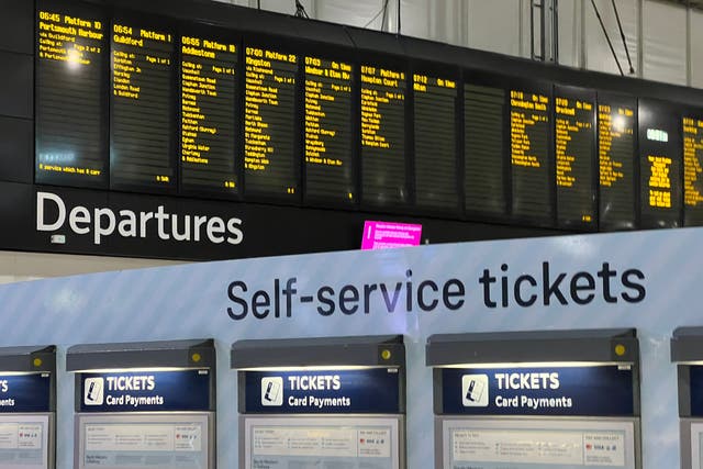 <p>Simple minds: Ticket machines at London Waterloo, the busiest station in the UK</p>