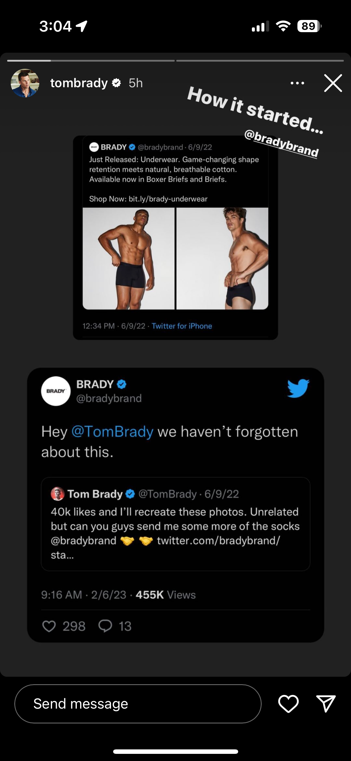 Tom Brady divides fans after posting shirtless mirror selfie in