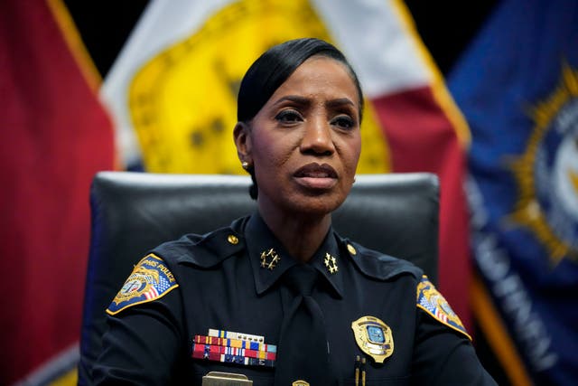 <p>Memphis Police Chief Cerelyn J. Davis speaking to the media </p>