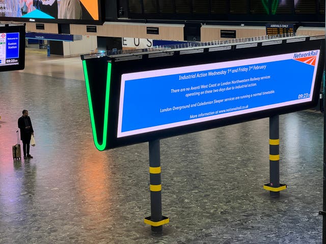 <p>Where next? London Euston station on a strike day in February 2023</p>