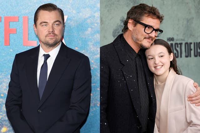 <p>Leonardo DiCaprio (left) has sparked age gap comparisons between him and Pedro Pascal and Bella Ramsey</p>