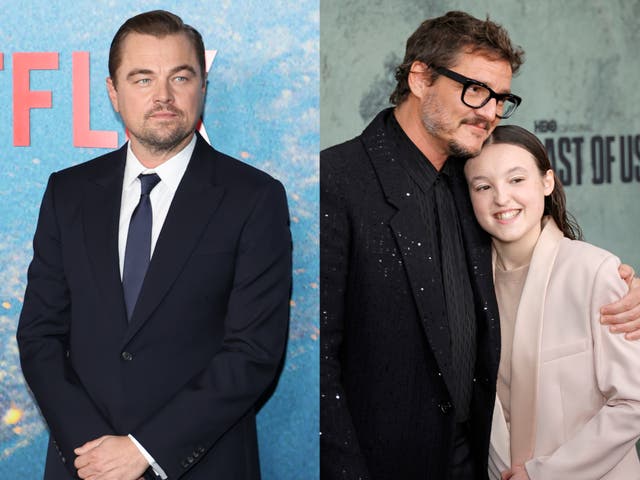 <p>Leonardo DiCaprio (left) has sparked age gap comparisons between him and Pedro Pascal and Bella Ramsey</p>