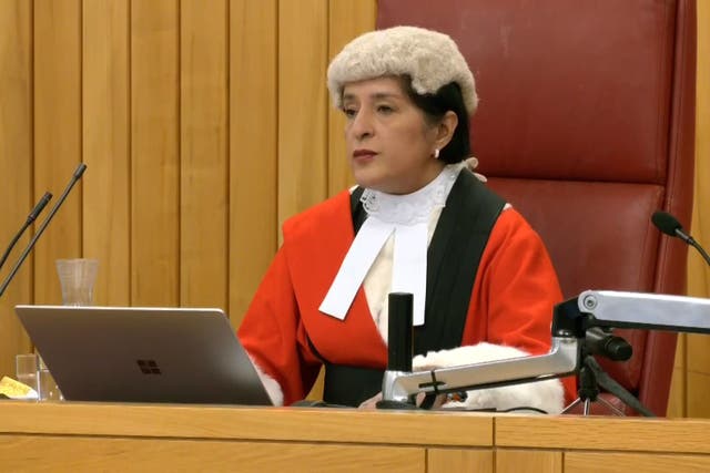 Screen grab taken from PA Video of Judge Mrs Justice Cheema-Grubb during a live broadcast from Southwark Crown Court, London, delivering her remarks ahead of the sentencing of Pc David Carrick for “violent and brutal sexual offences” against a dozen women. Picture date: Tuesday February 7, 2023.