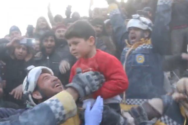 <p>A screenshot from a video released by the White Helmets on Tuesday 7 Feb 2023</p>