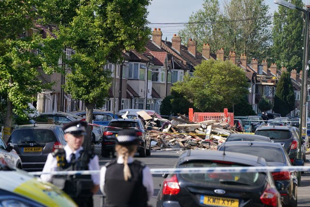 The scene in Galpin’s Road in Thornton Heath, south London (PA)