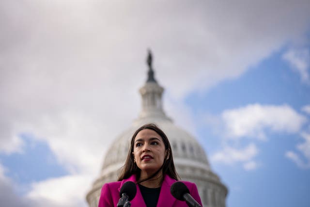 <p>Alexandria Ocasio-Cortez, one of the House’s most progressive members, stands outside the Capitol</p>