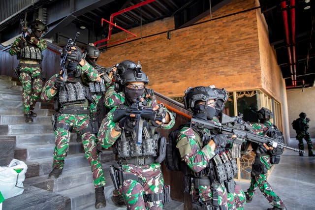 <p>File photo: Indonesian military personnel take part in a security drill in Bali </p>