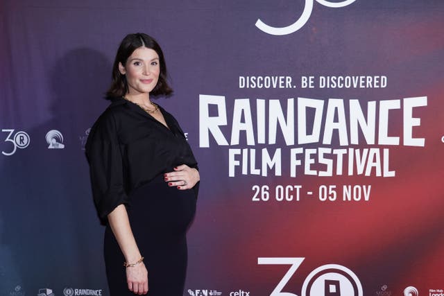 Gemma Arterton debuted her baby bump on the red carpet at the Raindance Film Festival in London in November 2022 (Ian West/PA)
