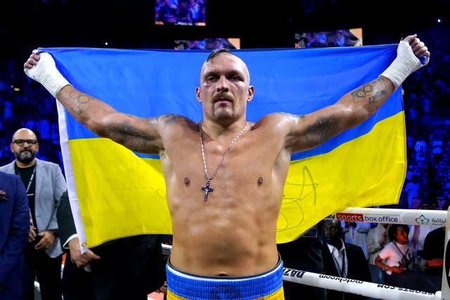Oleksandr Usyk has urged the IOC not to let Russian athletes compete at Paris 2024 (Nick Potts/PA)