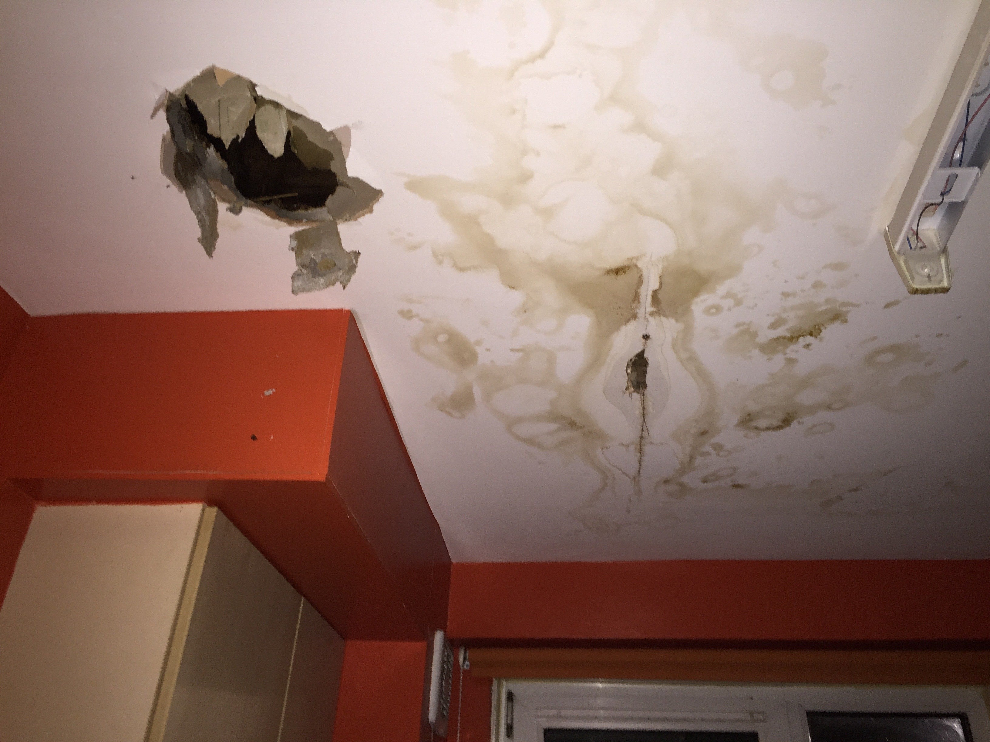 A leak caused severe damage to the ceiling in 2016