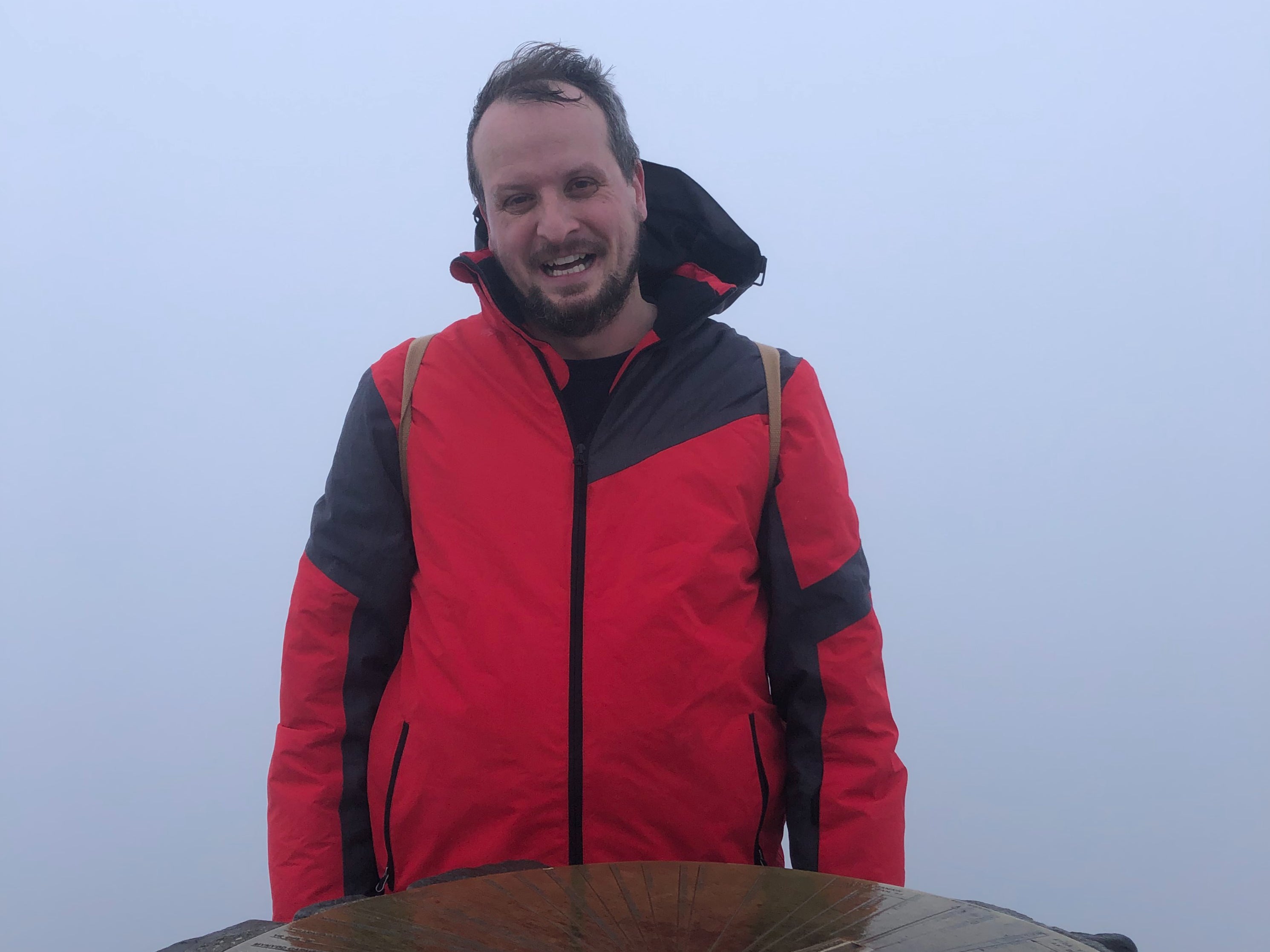 Daniel was rewarded with murky views at the summit
