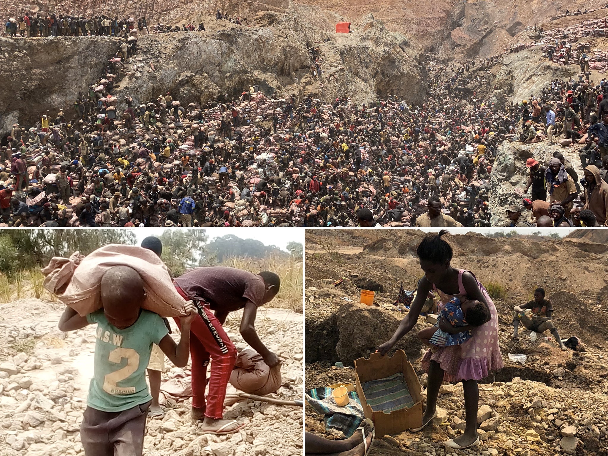 Picture of artisanal cobalt mining in the DRC illustrating child labour