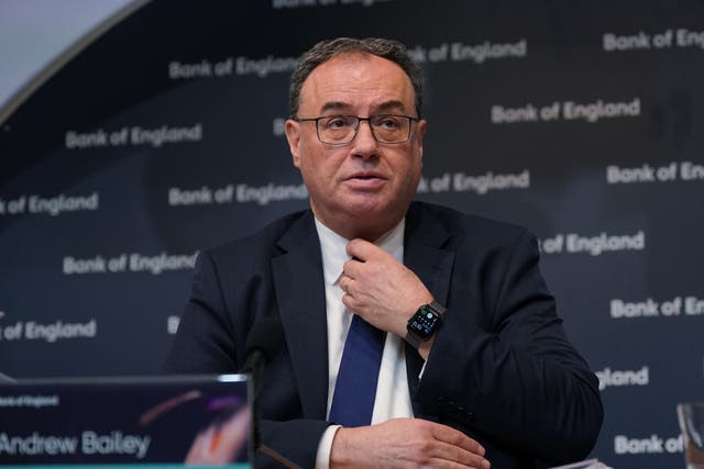 Bank of England governor Andrew Bailey said he was concerned at the persistence of inflation (Yui Mok/PA)