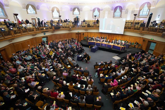 The Church of England’s Synod had a marathon seven-hour debate on whether to have blessings for same-sex couples in civil partnerships and marriages (James Manning/PA)