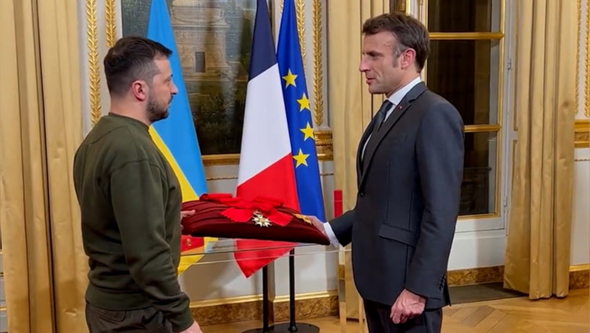 Macron presents Legion of Honor medal to Zelensky during Paris visit
