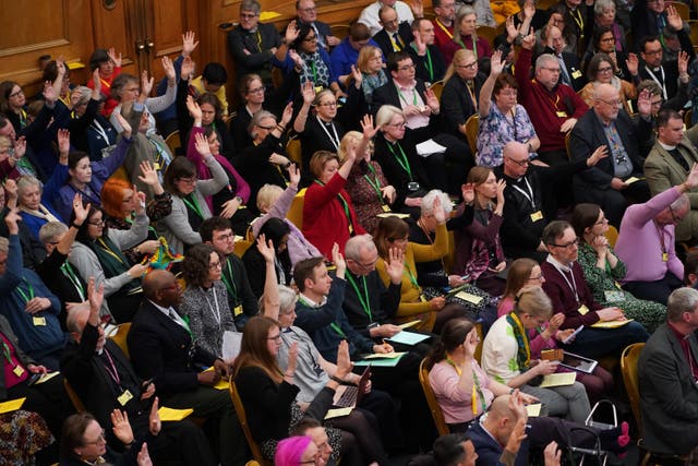 Members of the Church of England’s Synod voted in favour of same-sex blessings in churches (James Manning/PA)