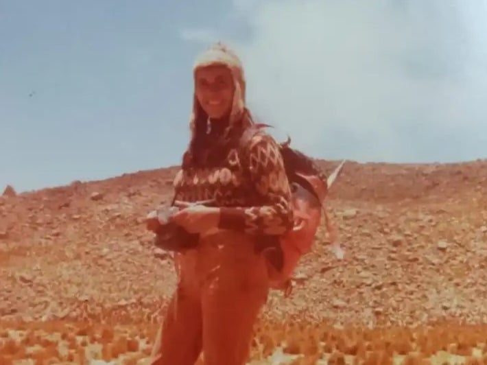 Marta Emilia Altamirano is seen hiking in 1981, the year she vanished in the Andes