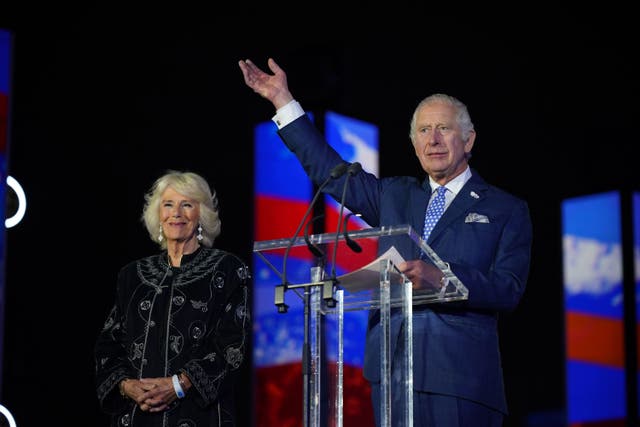 Charles and Camilla at the Platinum Party at the Palace staged in front of Buckingham Palace in 2022 (Yui Mok/PA)