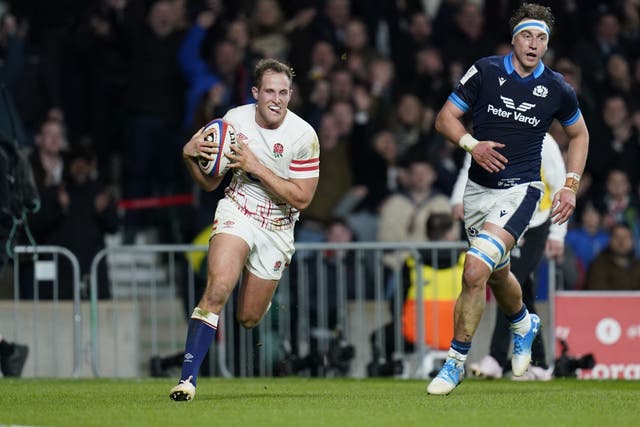 Max Malins scored two tries against Scotland (Andrew Matthews/PA)