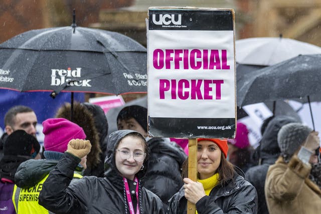 University staff and ambulance workers were staging more strike action on Friday (Liam McBurney/PA)