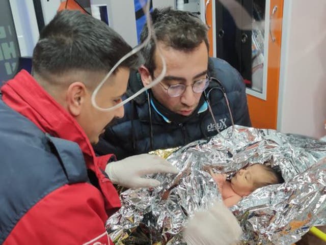 <p>The 10-day-old boy, named Yagiz, was retrieved from a ruined structure in the southern Hatay province</p>