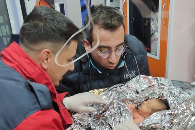 <p>The 10-day-old boy, named Yagiz, was retrieved from a ruined structure in the southern Hatay province</p>