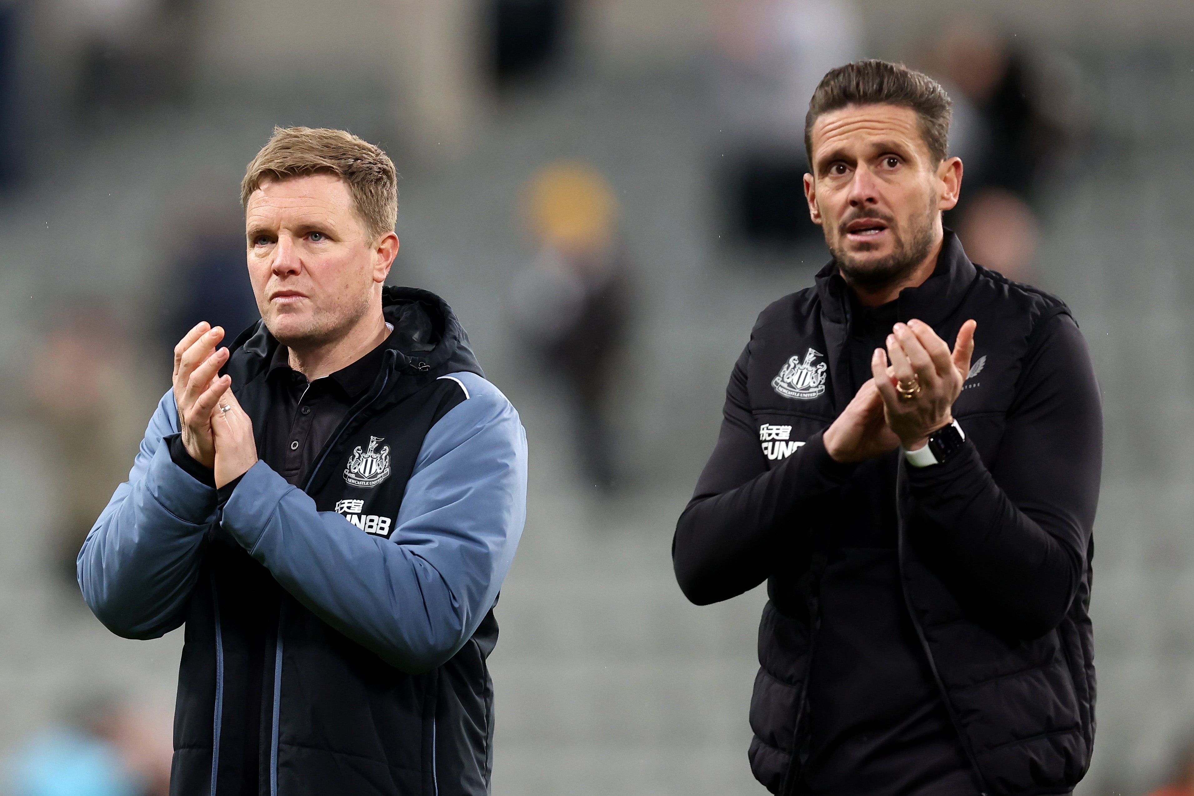 Newcastle United manager Eddie Howe and assistant Jason Tindall