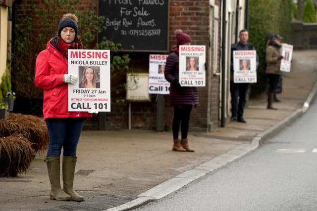 <p>Friends of Nicola Bulley gathered again for a roadside appeal (Owen Humphreys/PA)</p>