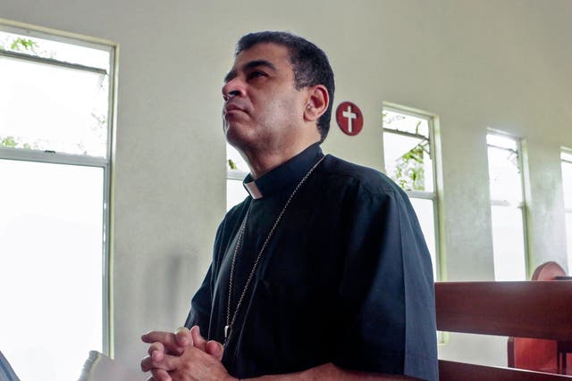 <p>Nicaraguan Catholic Bishop Rolando Alvarez at the Santo Cristo de Esquipulas church in Managu</p>
