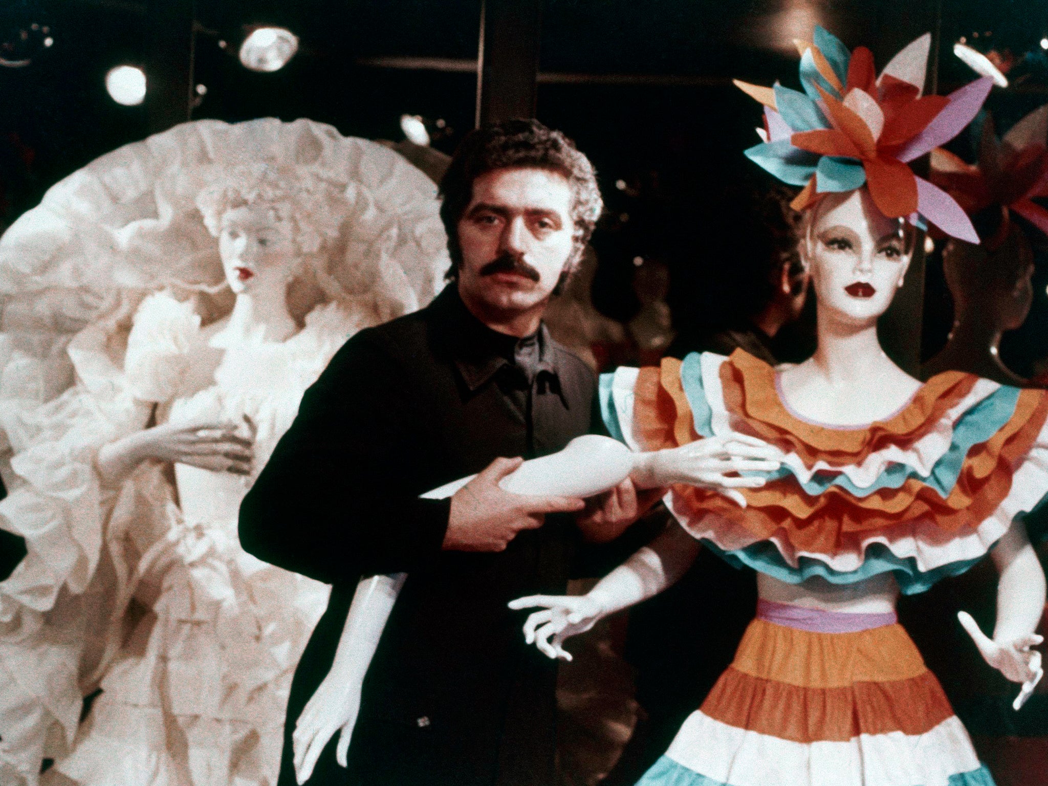 Waxwork mannequins were used by Rabanne for the presentation of his 1973 collection of paper dresses