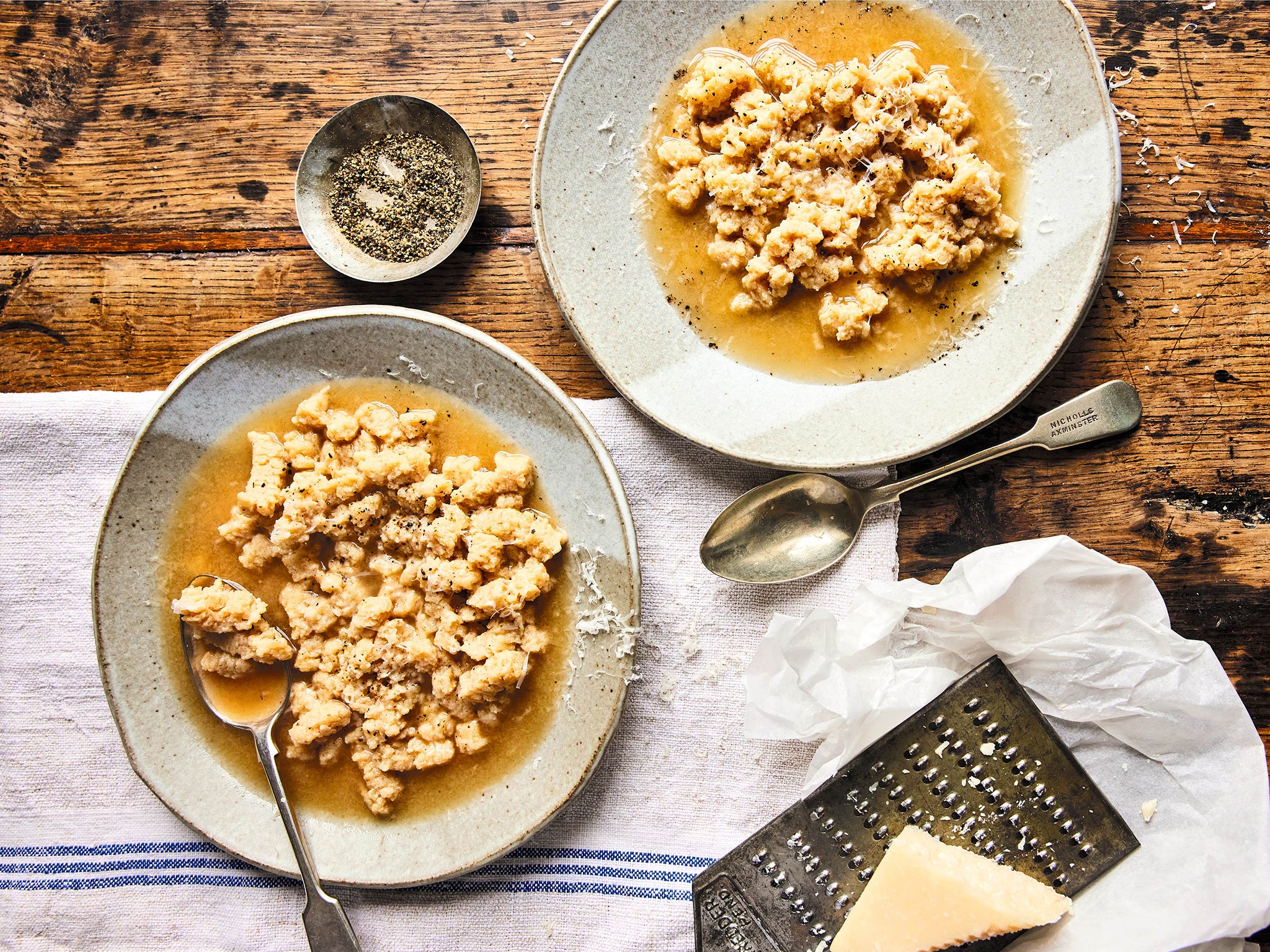 This pasta – passatelli in brodo – is a great way to use up leftovers