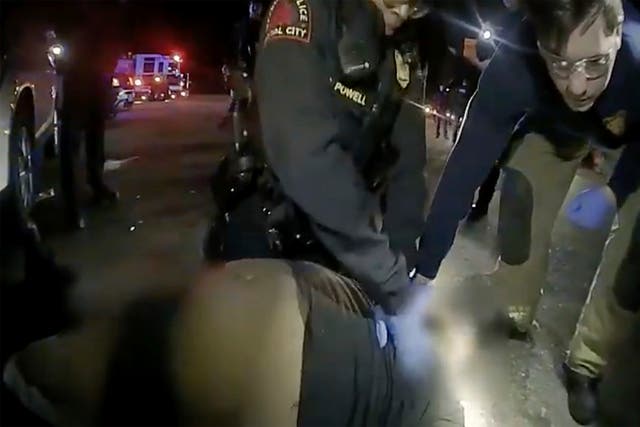 <p>This screengrabs shows the arrest in Raleigh, N.C. of Darryl Tyree Williams, who died after being stunned repeatedly with stun guns on Jan. 17, 2023</p>