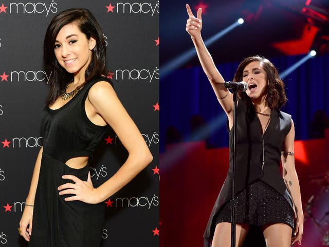 <p>Left: Christina Grimmie attends Macy’s iHeartRadio rising star in-store performance on 16 May 2015 in Whitehall, Pennsylvania – Right: Christina Grimmie performs onstage at the 2015 iHeartRadio Music Festival at MGM Grand Garden Arena on 18 September 2015 in Las Vegas, Nevada</p>