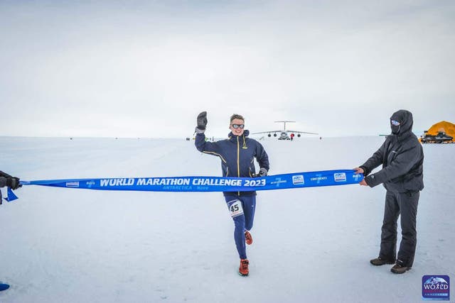 Luke Wigman completed a marathon in Antarctica (World Marathon Challenge/PA)