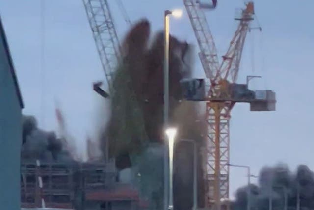 Screengrab from video taken with permission from the Facebook account of Kim Withers of a Second World War bomb which exploded unexpectedly in Great Yarmouth, Norfolk (Kim Withers/PA)