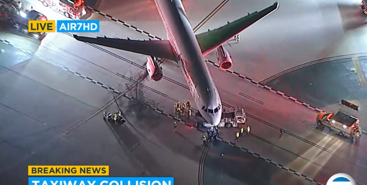 Five injured after American Airlines jet and shuttle bus collide at LAX