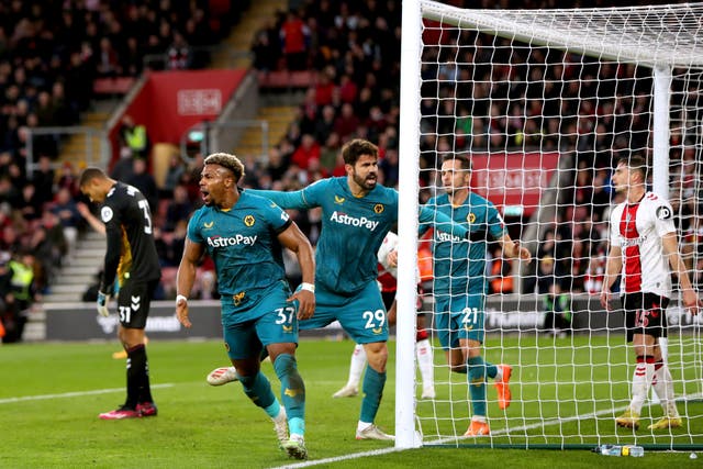 Wolves came from behind to beat Southampton (Kieran Cleeves/PA)