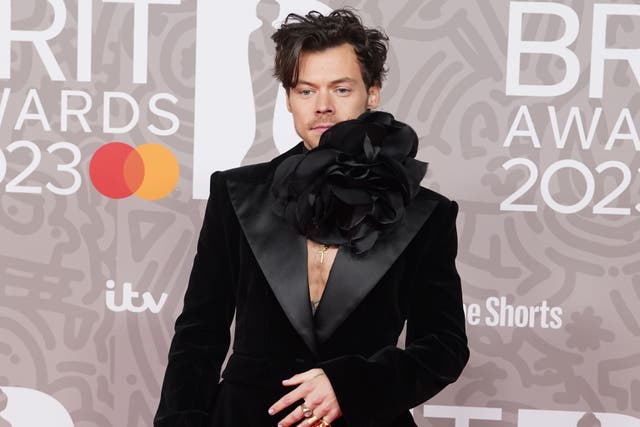Harry Styles attending the Brit Awards 2023 at the O2 Arena, London (Ian West/PA)