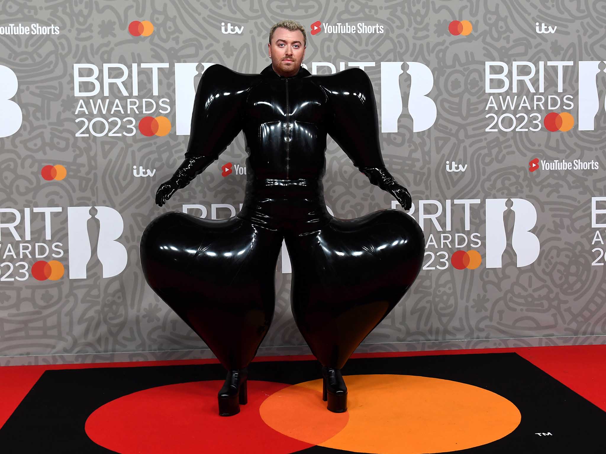 Sam Smith arrives for the Brit Awards ceremony