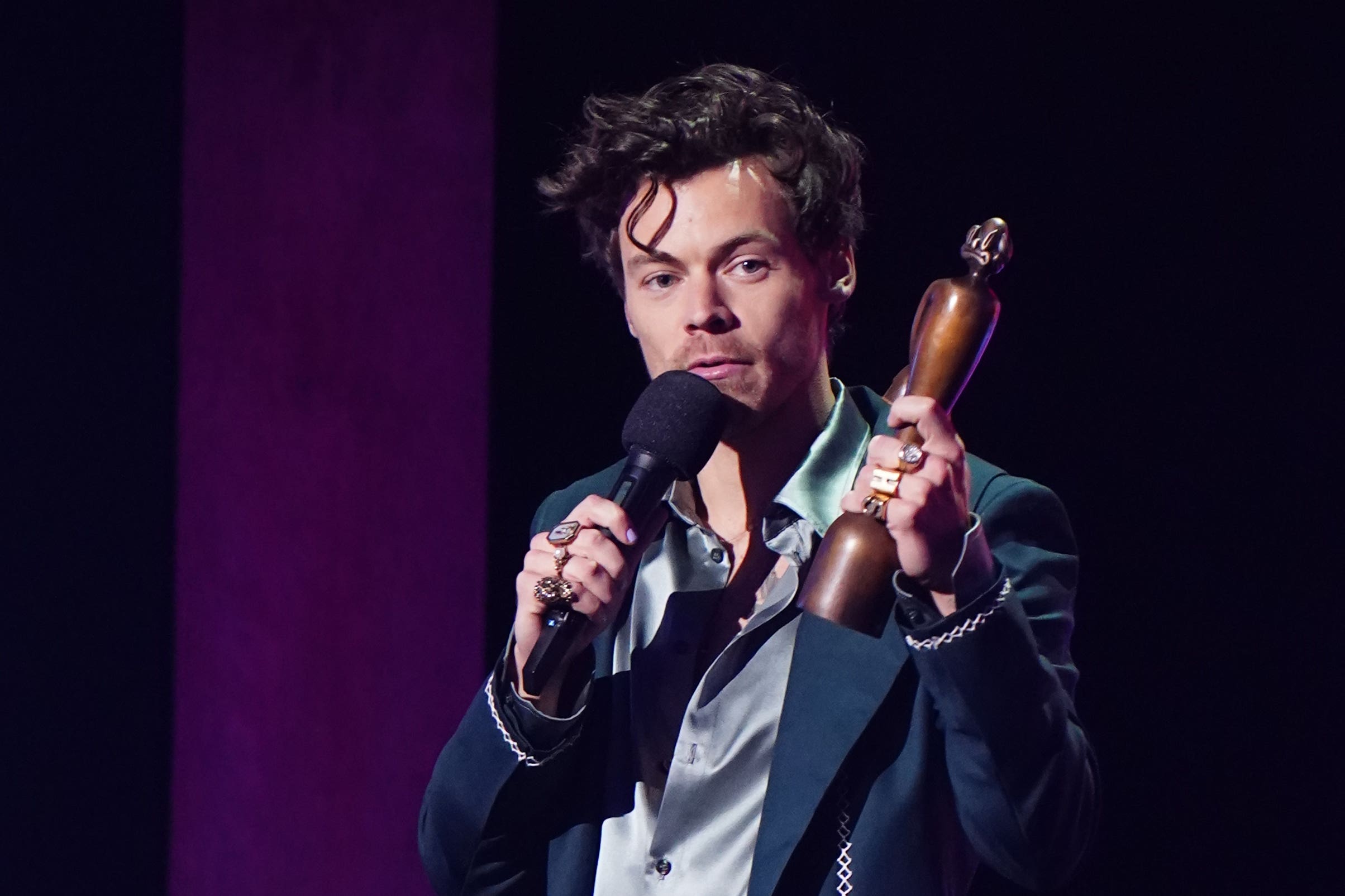 Harry Styles wins the Best Pop/R&B Act award during the Brit Awards 2023 at the O2 Arena, London (Ian West/PA)