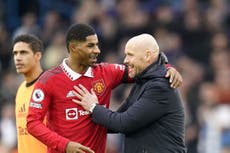 Erik ten Hag hails Marcus Rashford as one of the best forwards in Europe