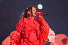 Super Bowl halftime show – live: Rihanna breaks Twitter with performance and pregnancy speculation