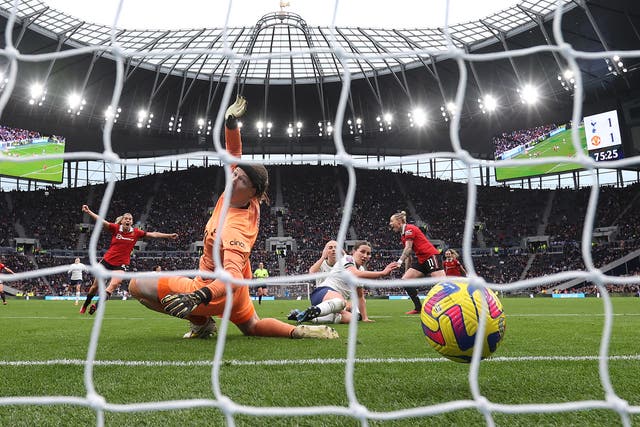 <p>Molly Bartrip of Tottenham Hotspur scores an own goal during the FA Women's Super League match</p>