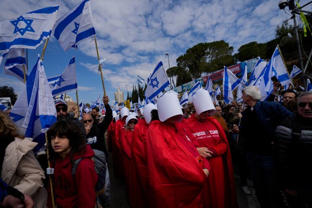 <p>Protesters outside the Knesset </p>