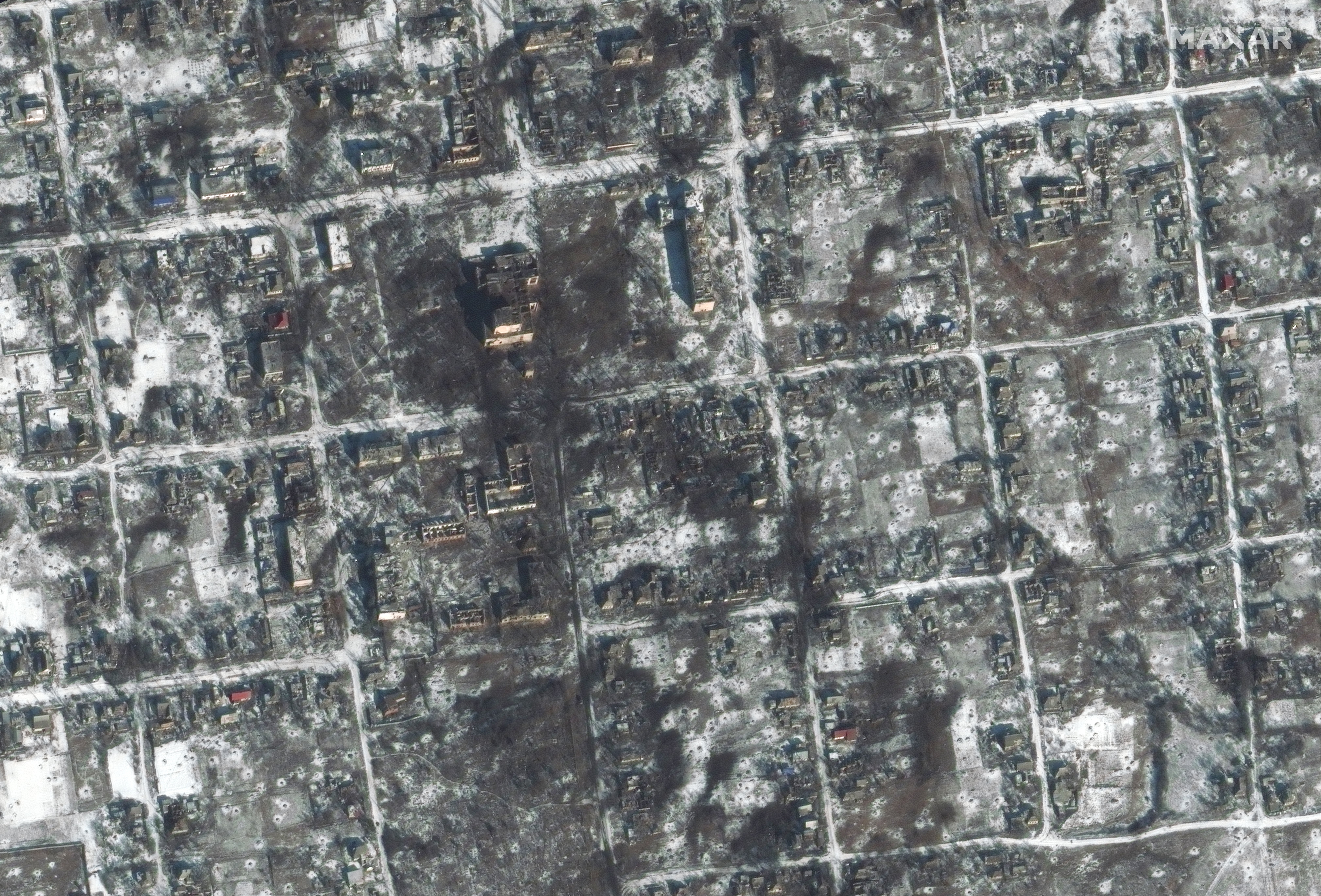Images of Petrivka, Ukraine after intense shelling (picture captured on 10 February 2023)