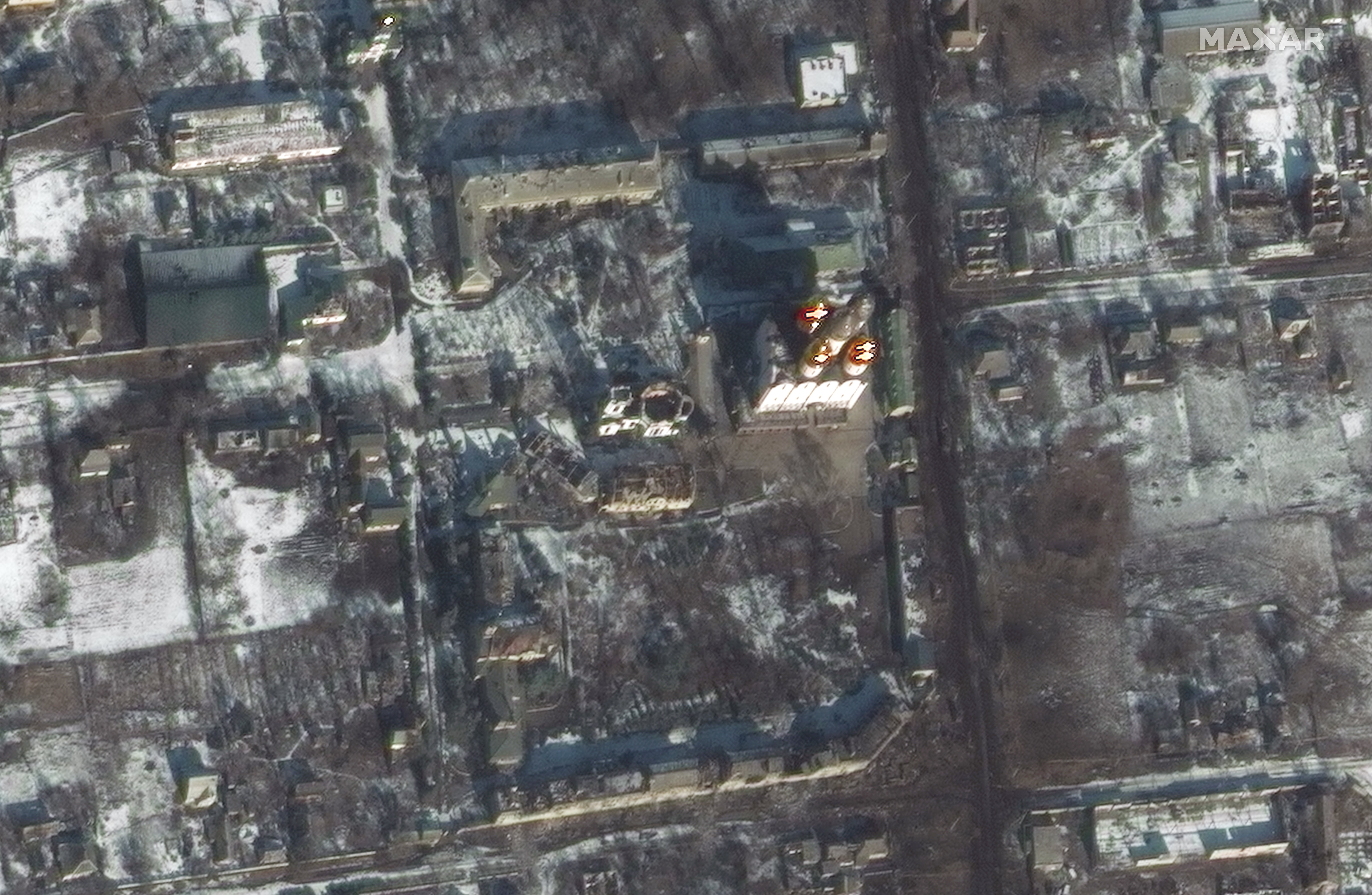 Image shows damage to the monastery and surrounding areas after recent intense fighting (picture captured 10 February 2023)