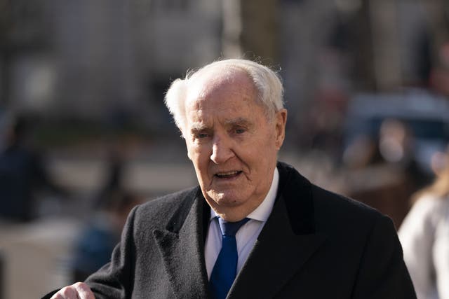Sir Frederick Barclay outside the Royal Courts Of Justice, central London, for the latest stage of litigation between him and his ex-wife (Kirsty O’Connor/PA)